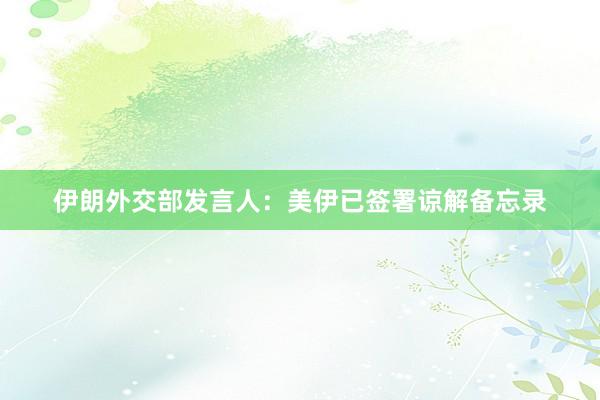 伊朗外交部发言人：美伊已签署谅解备忘录