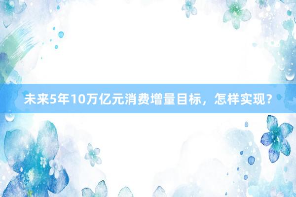 未来5年10万亿元消费增量目标，怎样实现？