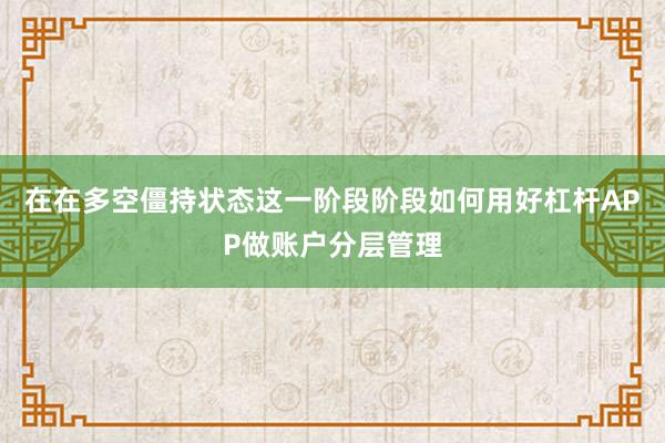 在在多空僵持状态这一阶段阶段如何用好杠杆APP做账户分层管理