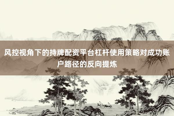 风控视角下的持牌配资平台杠杆使用策略对成功账户路径的反向提炼