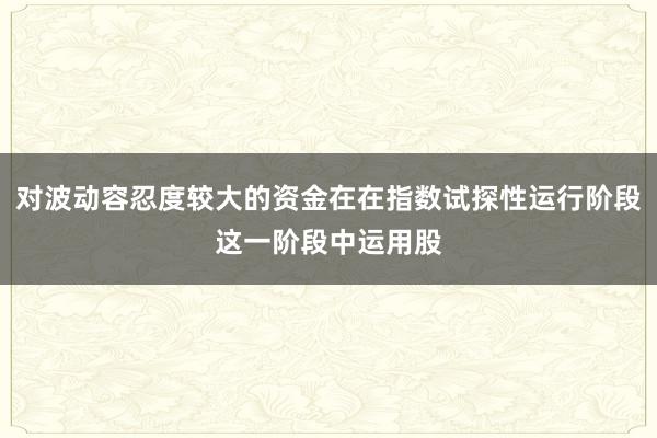 对波动容忍度较大的资金在在指数试探性运行阶段这一阶段中运用股
