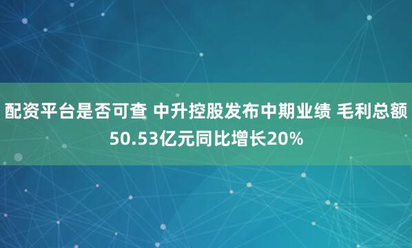 配资平台是否可查 中升控股发布中期业绩 毛利总额50.53亿元同比增长20%