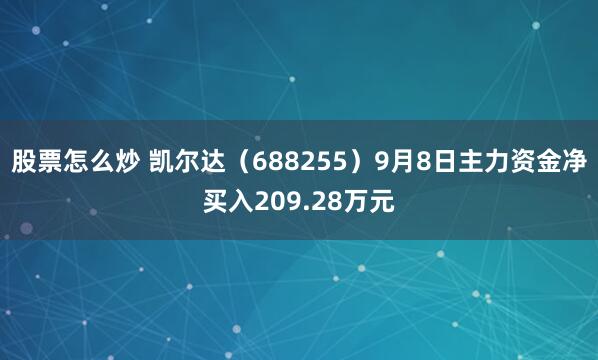 股票怎么炒 凯尔达（688255）9月8日主力资金净买入209.28万元