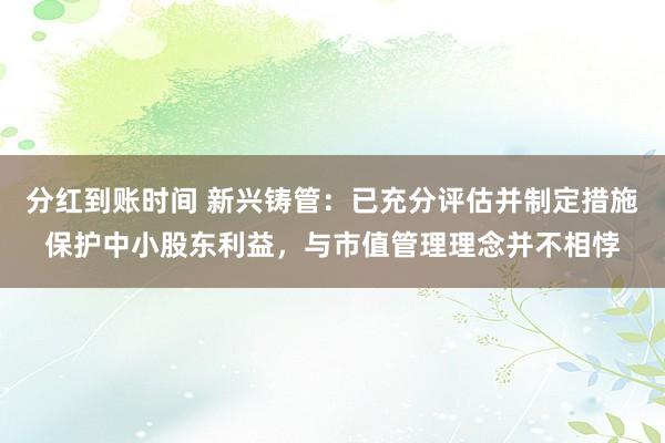 分红到账时间 新兴铸管：已充分评估并制定措施保护中小股东利益，与市值管理理念并不相悖