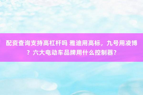 配资查询支持高杠杆吗 雅迪用高标，九号用凌博？六大电动车品牌用什么控制器？