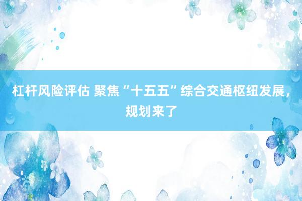 杠杆风险评估 聚焦“十五五”综合交通枢纽发展，规划来了